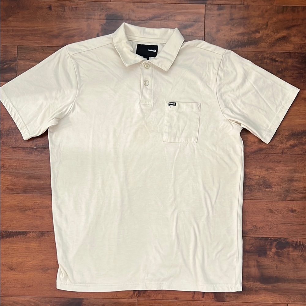 Hurley Men’s Cream Polo Shirt - Size Medium, EUC